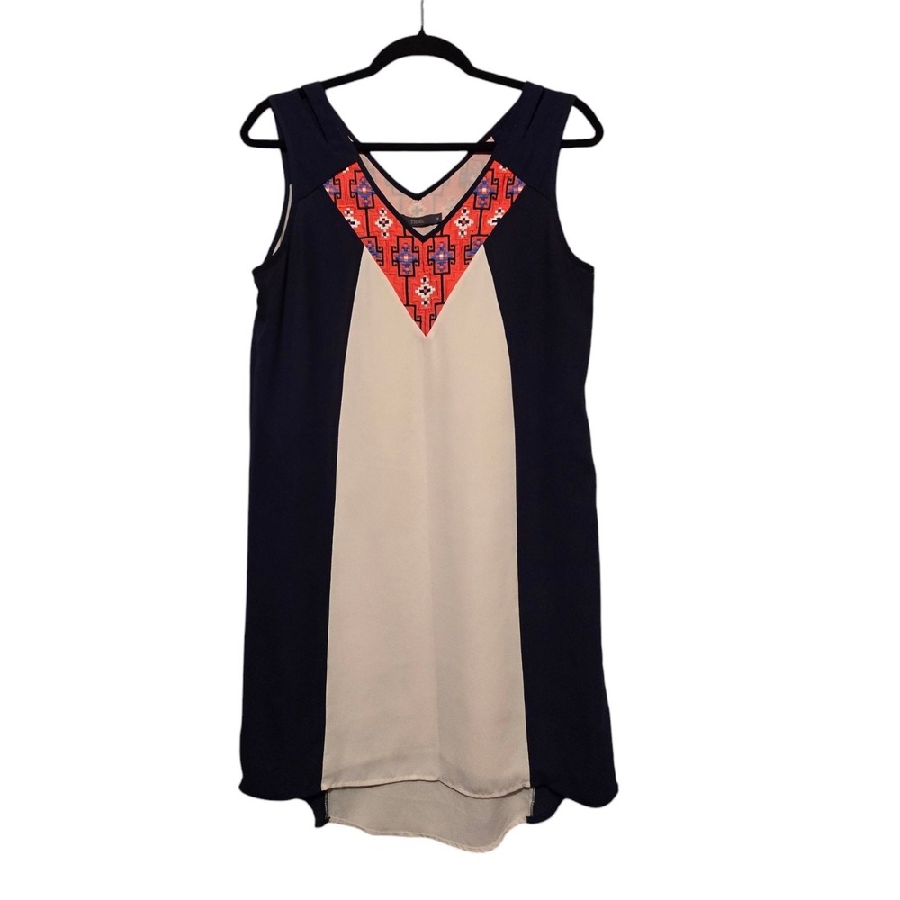 THML Women Colorblock Knee Length Dress M High Low Boho Southwestern Embroidery